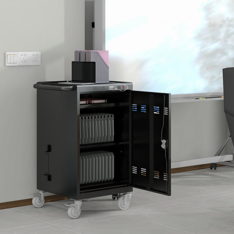 Chariot de charge mobile et tablettes pour ordinateurs portables, Noir