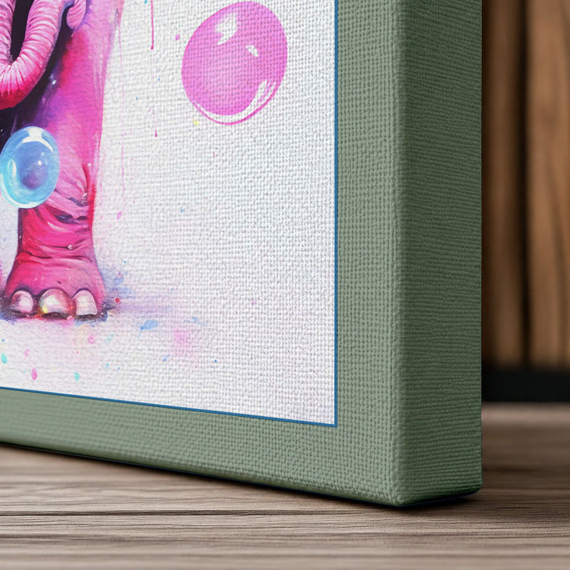 Pink Elephant Wonder Modern - Print, 24x16 - 61.0 x 40.6 cm, Sage Border