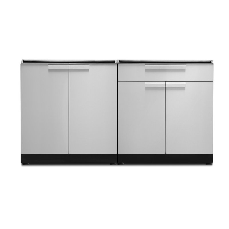 Outdoor Kitchen Stainless Steel 64" W x 24" D x 36.5" H 2-Piece Modular Cabinet Set