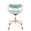 Chaise de bureau contemporaine en métal doré et velours bleu clair