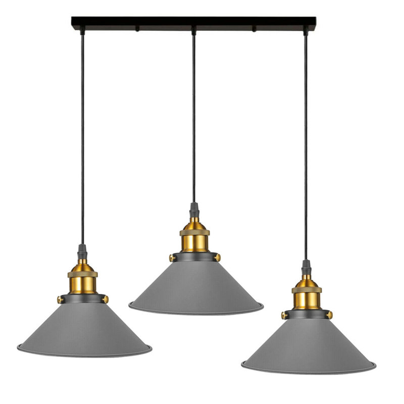 Modern Industrial Latshaw 3-Light Island Cone Ceiling Pendant – Adjustable Lighting for Kitchen & Dining Rooms by Mercury Row