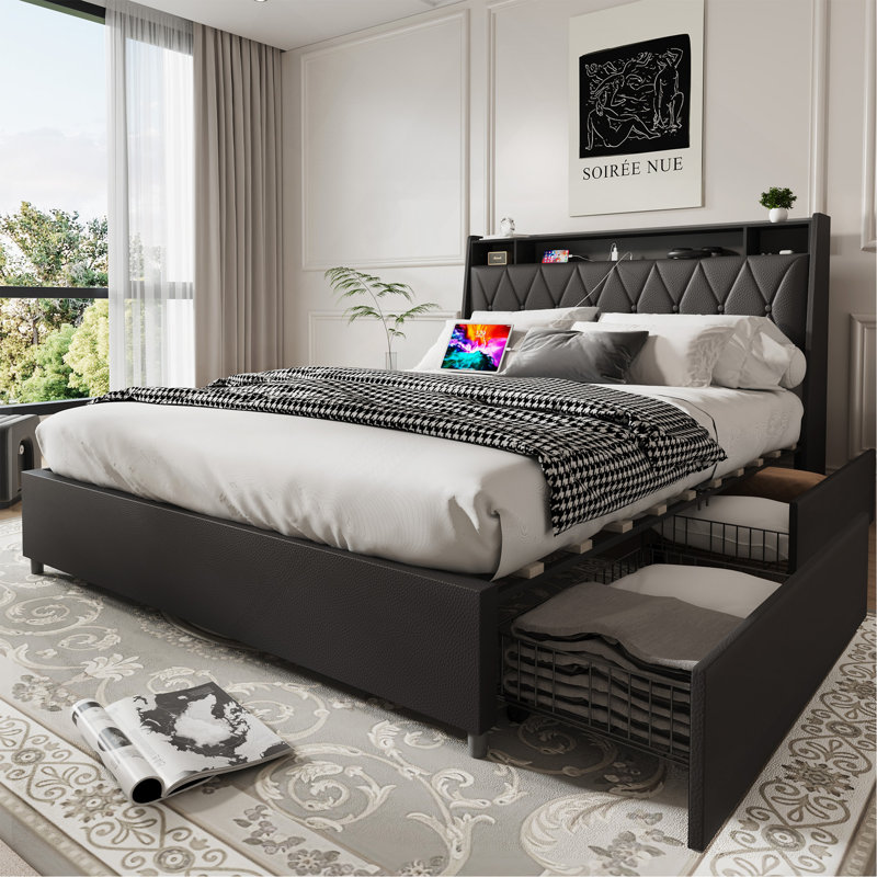 Structure de lit double confortable avec plusieurs fonctionnalités pour un sommeil supérieur