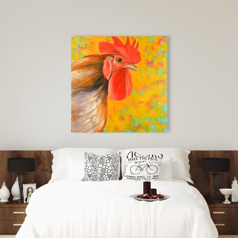 Coq coloré - Toile de cuisine rouge pour la décoration intérieure