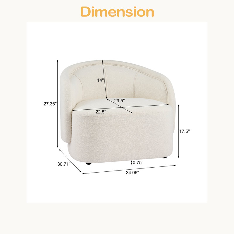 Fauteuil d'appoint incurvé, Crème