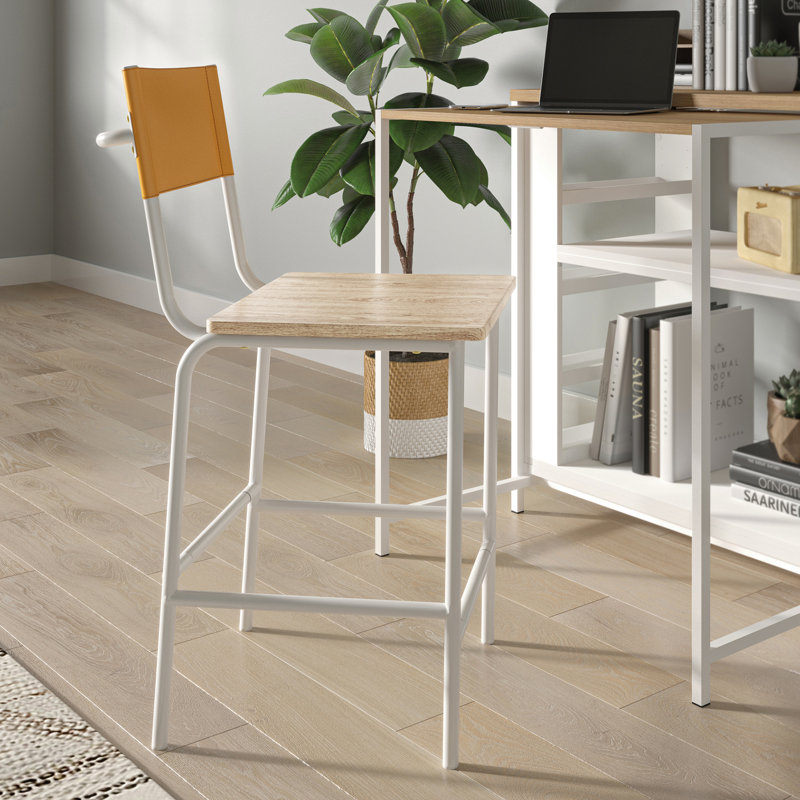Counter Stool, White, Brown