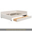 Lit plateforme tapissier double avec USB et 2 tiroirs, beige-2035398760