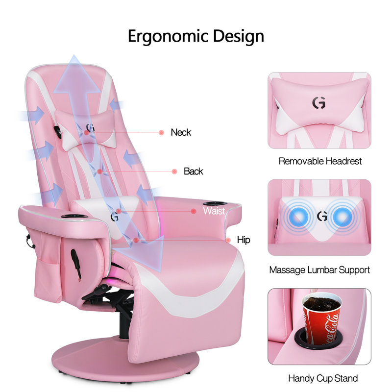 Fauteuil de jeu Queen Throne Racing, Rose