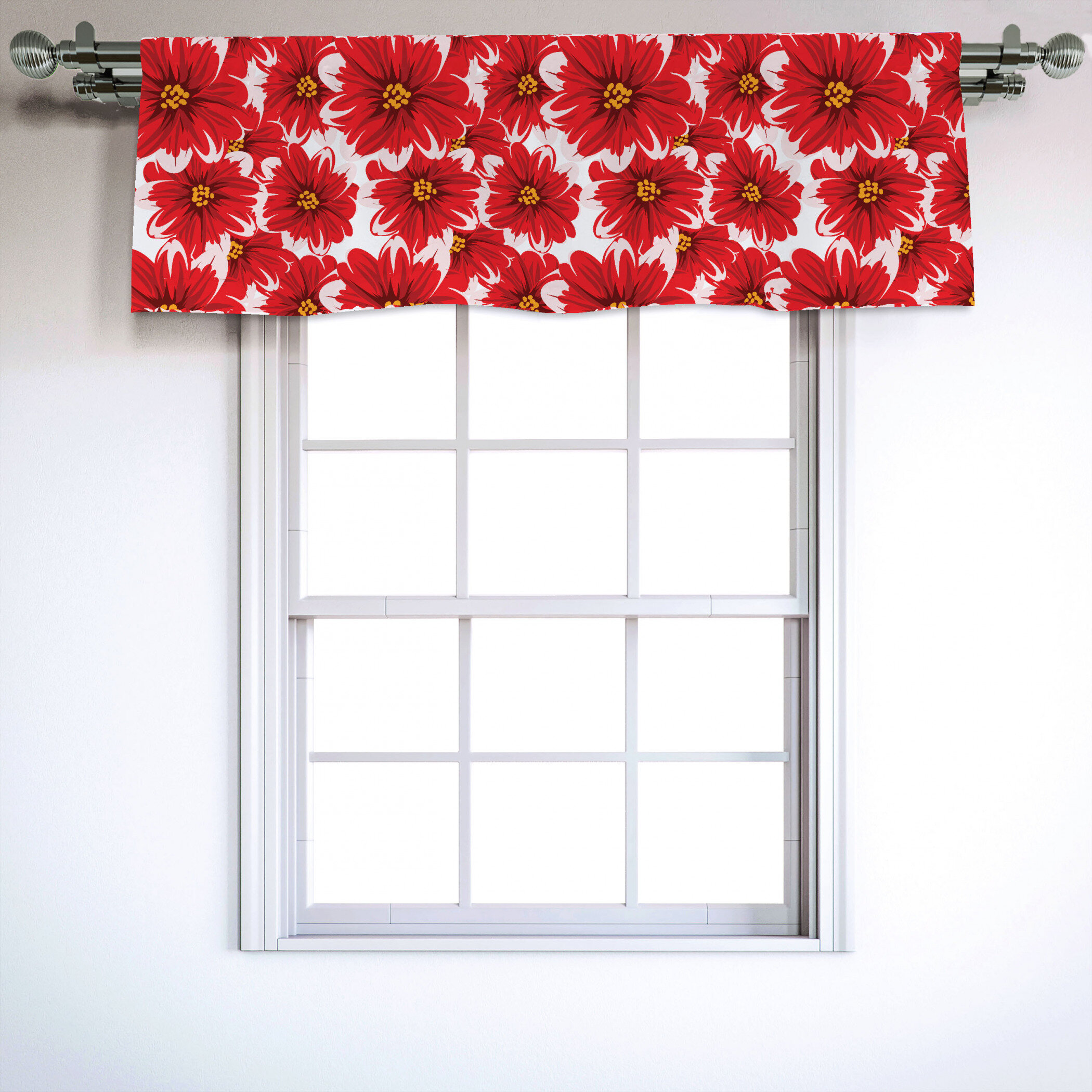 East Urban Home Floral Sateen Ruffled 54'' W Window Valance in | Wayfair