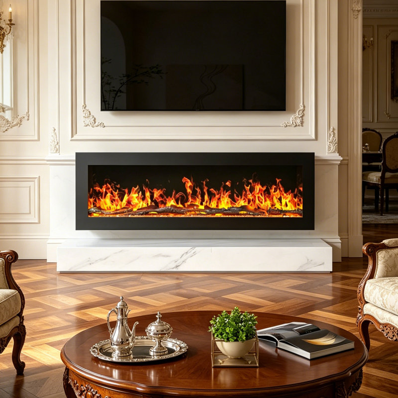 Symple Stuff Black Electric Fireplace, 37.7cm H x 101.6cm W x 19cm D