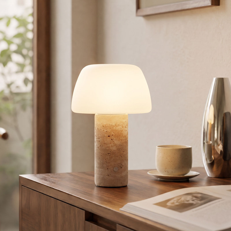 Lampe de table en marbre, lampe tactile sans fil, fonctionne sur piles et à intensité variable par simple pression