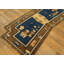 Tapis de selle antique en laine bleu marine et brun