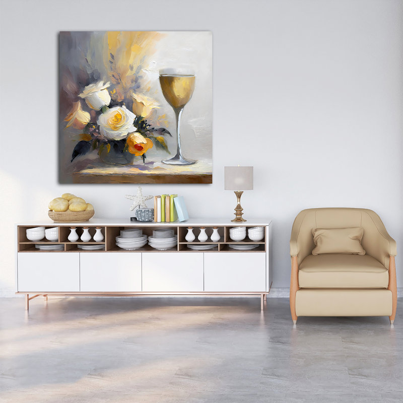 Roses et chardonnay, H 24 po x l 24 po
