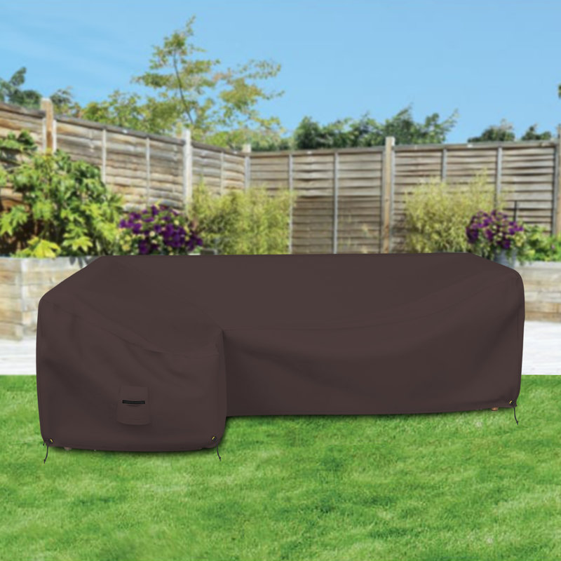 Kilmersdon Heavy Duty Waterproof L Shaped Patio Sofa Cover, 3-Sear Sectional Cough Covers for Living Room, Coffee