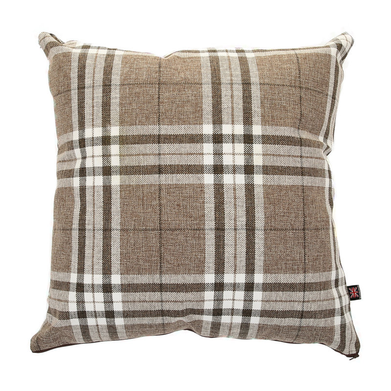 Chagnon Plaid Square Cushion, Medium, Light Brown