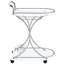 Chariot à 2 barres blanc avec tablette en verre, porte-verres à pied et trois bouteilles de vin pour la salle à manger, tablette en métal de 33,53 pouces de hauteur, amélioration du style de la pièce