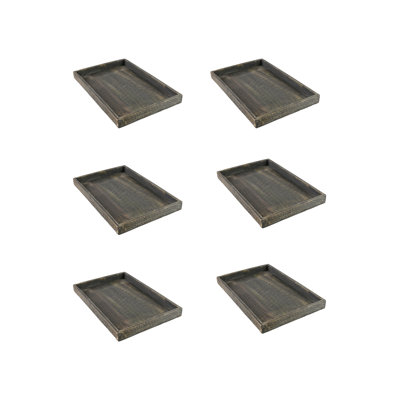 Plateau de service rectangulaire en bois foncé Serene Spaces Living (ensemble de 6) - H 1,8 po x L 18 po x l 12 po - Élégant plateau en bois pour décorer une table basse, servir des collations et recevoir des invités