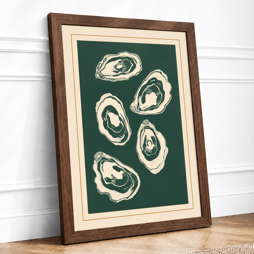 Scattered Oyster Shells Coastal Framed Art Print