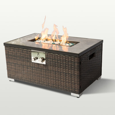 Table de foyer d'extérieur au propane en acier H 15 po x l 32 po