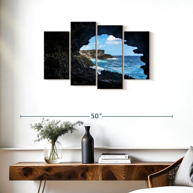 Gillard, Barbade, bord de mer, grotte, H 22 po x l 36 po