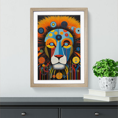 XYZ-FRM-V1223-4254 Lion Constructivism No.2 - Single Picture Frame Print on Wood