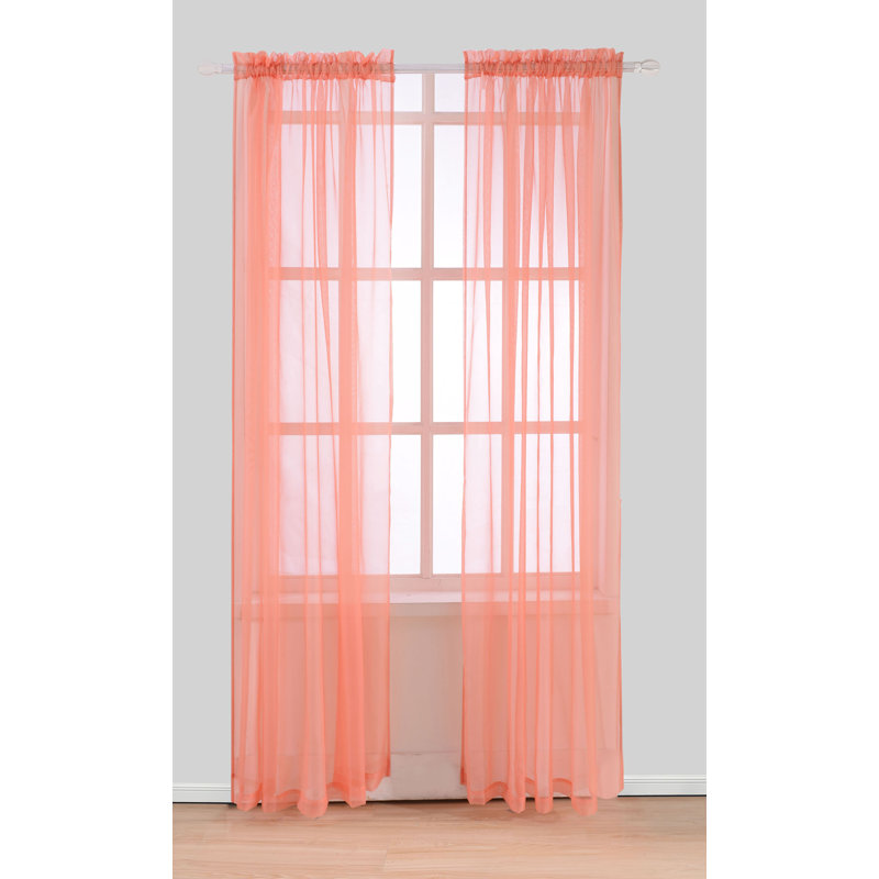Sheer Curtain Single Panel, Coral