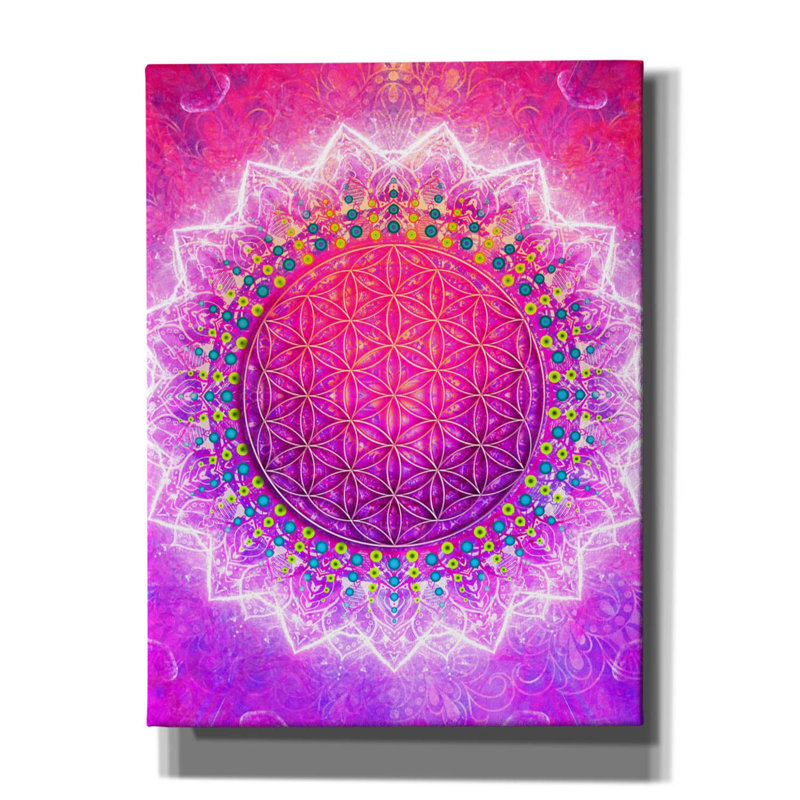 «Flower Of Life» par Cameron Gray, art mural sur toile, H 16 po x l 12 po x P 0,75 po