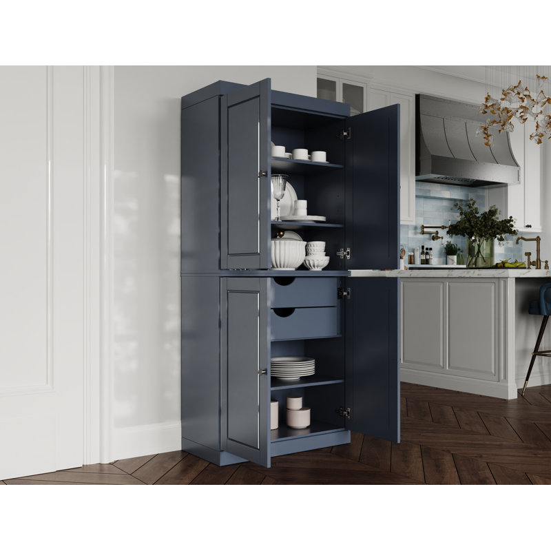 Bryani 100% Solid Wood Tall Kitchen Pantry Cabinet with Doors & 2 Drawers, Adjustable Shelves, Modular Kitchen Storage Cabinet, 32" W x 71.5" H