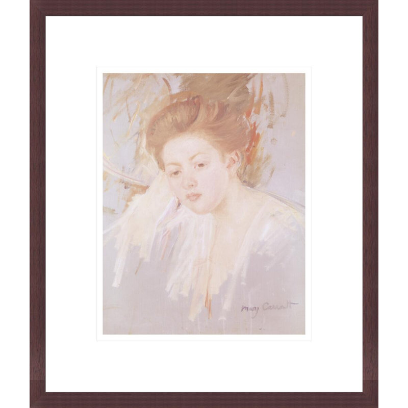 Head of a Young Girl (pastel on paper) by Mary Cassatt -Framed Giclee Print, H 16,08 po x l 13,75 po