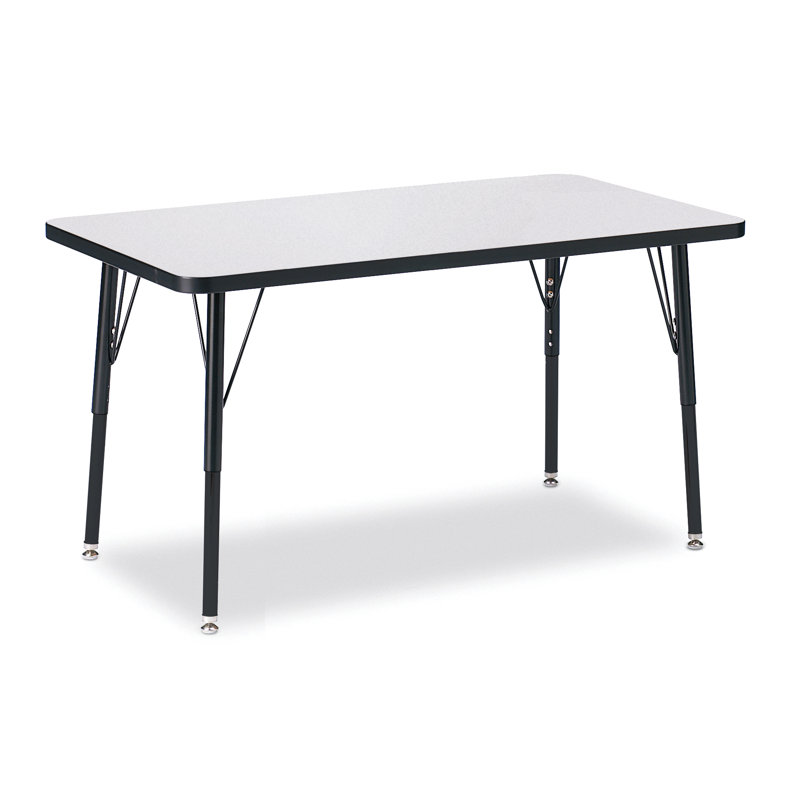 Table rectangulaire Berries, 24" x 36", Gris et noir, Pieds standards pour adultes 24 po - 31 po