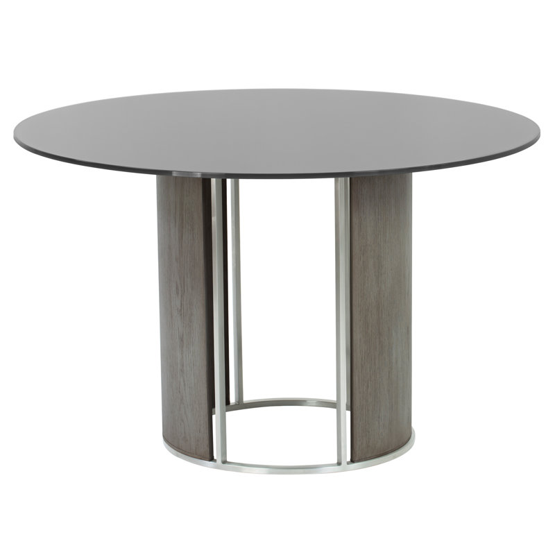 Round Dining Table, Gray Walnut Veneer, Gray