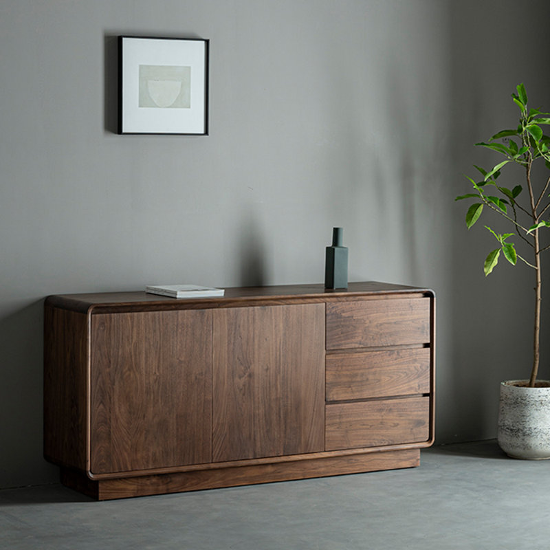 Buffet minimaliste avec portes en verre et double tiroir, armoire de rangement moderne pour le salon et le vestibule (blanc)