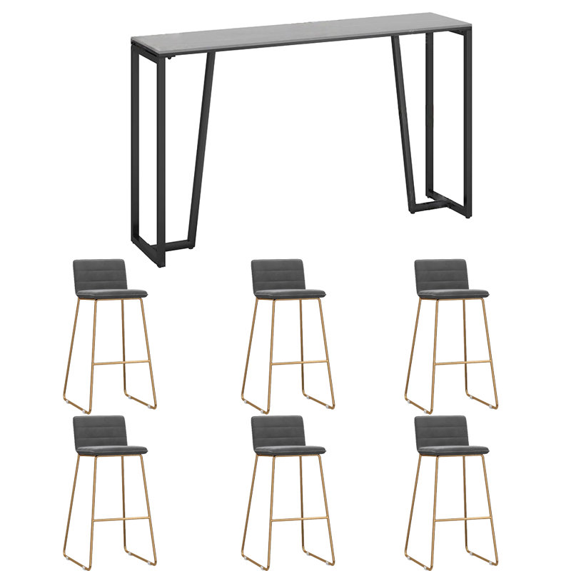 Tabourets et tables de luxe et luxueux, H 41,3 po x L 70,8 po x l 15,7 po, Gris / Noir, Gris