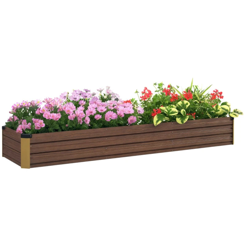 Metal Raised Garden Bed, Brown