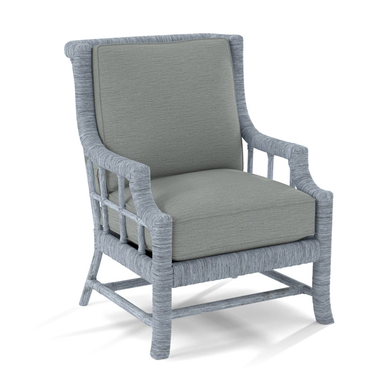 Lafayette Armchair, White Textured Performance; 0865-91, Sea Glass