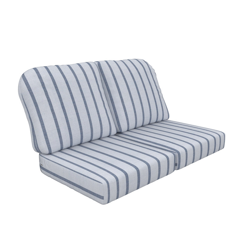 Amala Sunbrella® Indoor/Outdoor Loveseat Cushion, Sunbrella® Unwind Sky