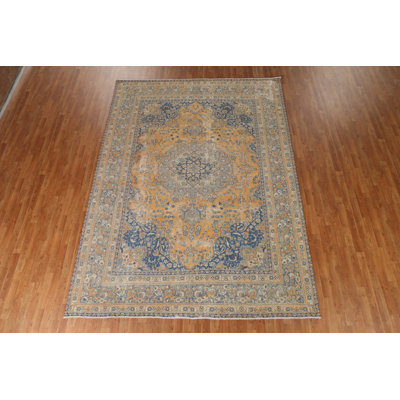 Tapis rétro en laine noué à la main 8 pi x 11 po Mashad