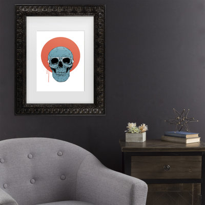 Art mural encadré - Décoration murale Balazs Solti «Blue Skull» avec cadre mat - Art du salon, de la cuisine et de la salle de bain - 16 x 20
