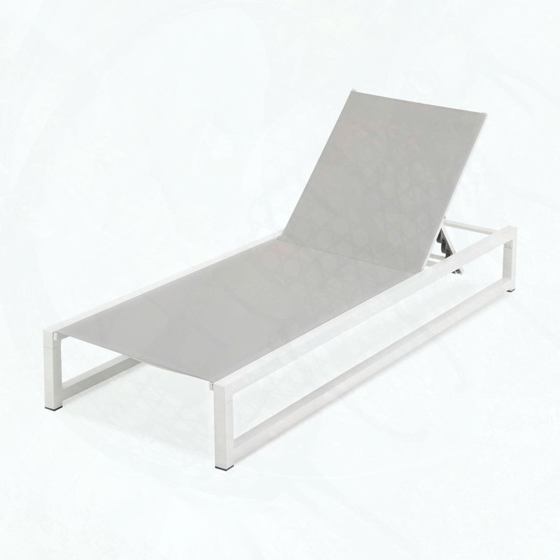 Chaise longue réglable en aluminium à 5 positions avec filet PVC-coated polyester, capacité de 400 lb