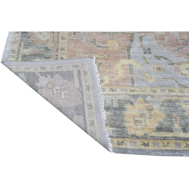 Wool Oriental Area Rug in Light Blue And Grey, Rectangle 5' x 8'