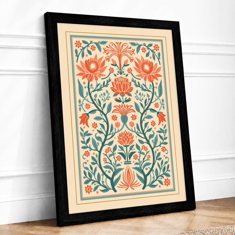 Symmetrical Botanical - Framed Print, Black, A3 - 42.0 x 29.7 cm