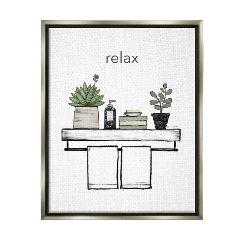 «Relax Bathroom Pots Botanicals Floater», art mural par Annie Lapoint, H 21 po x l 17 po x P 1,7 po