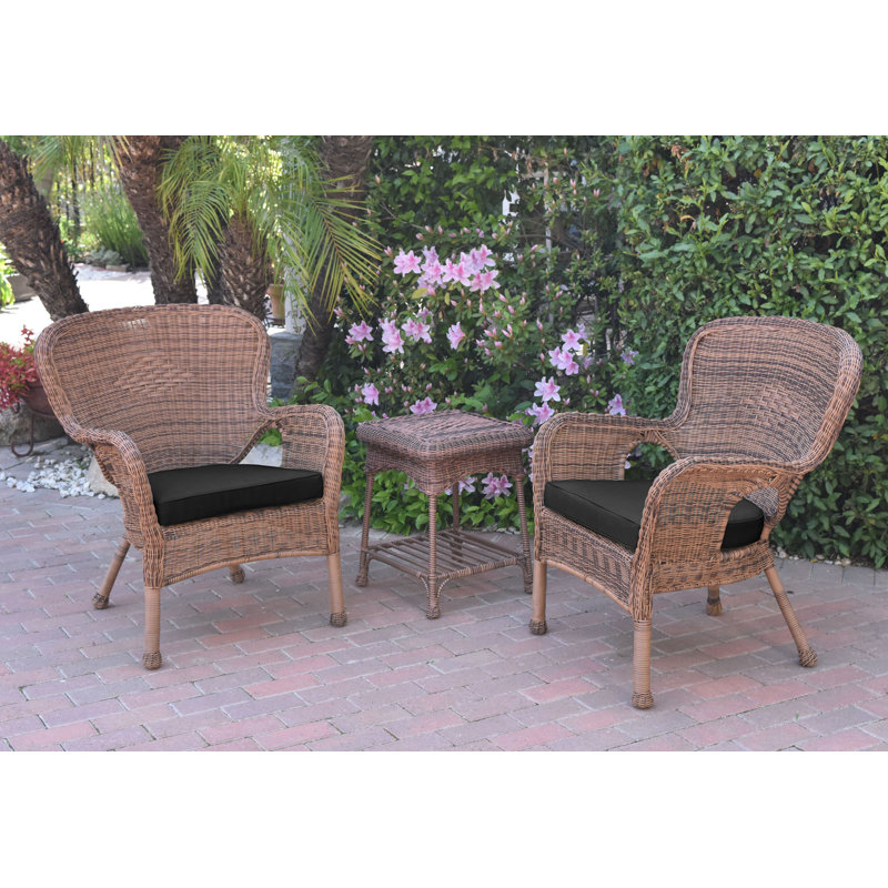 Batchelder 2 - Person Patio Conversation Set with Cushions, Black, Honey Resin