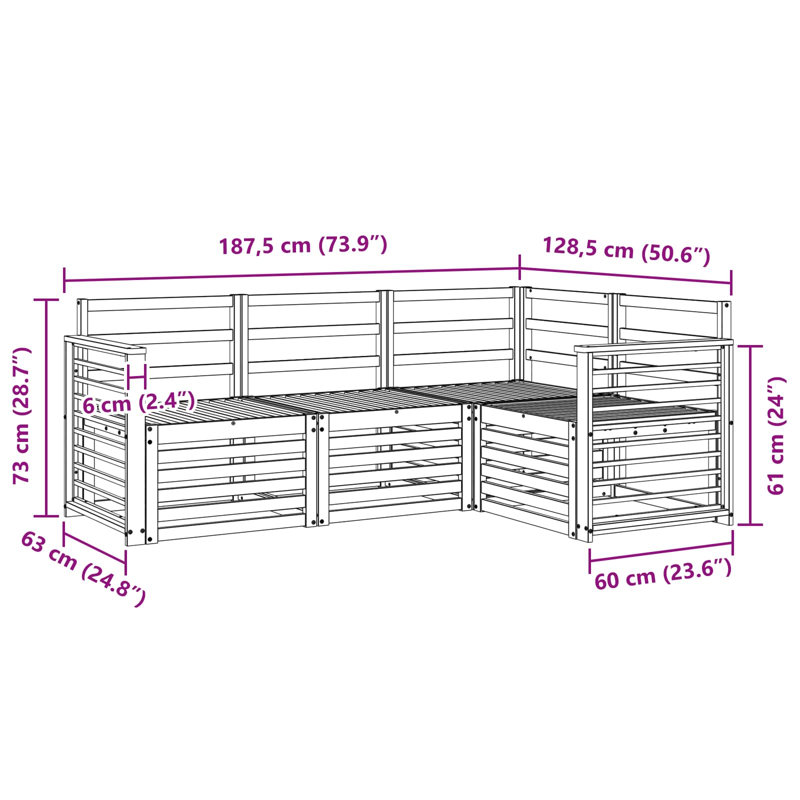 187.5cm Wide Patio Sectional Set