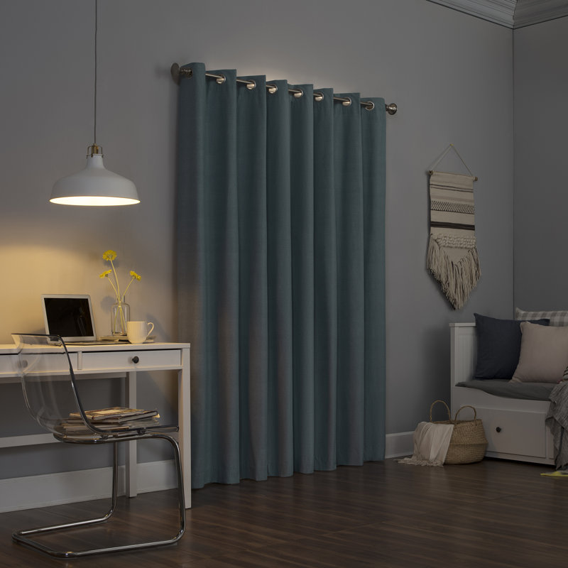 Mineral Blue Blackout Thermal Insulated Grommet Curtain Panel