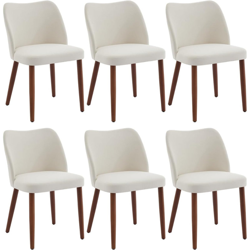 Polyester Upholstered Side Chair, 6, White