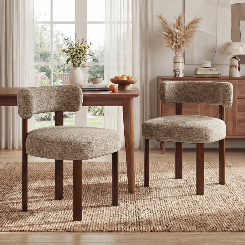 48.5cm H Upholstered Upholstered Back Side Chair, Fabric Camel