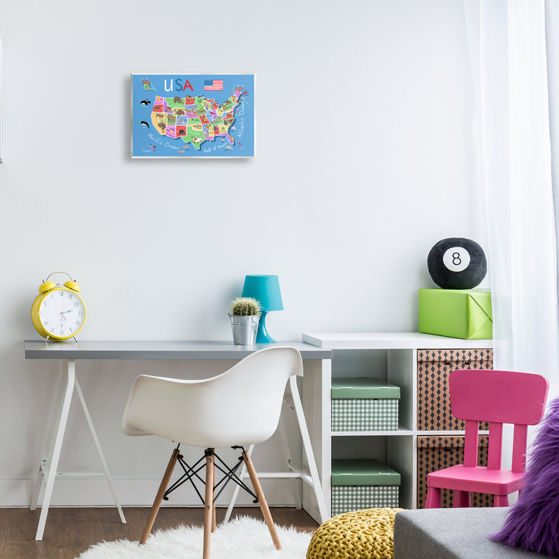 Carte des États-Unis avec art mural, par Carla Daly, H 10 po x l 15 po