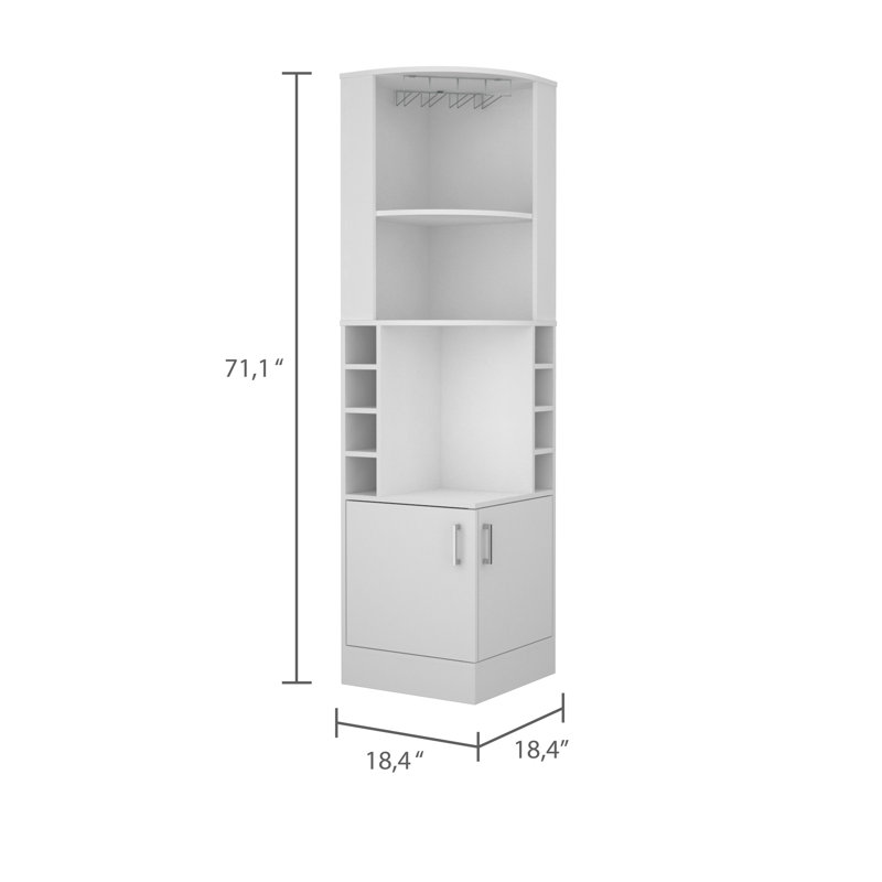Adden White Bar Cabinet With 8 Capacity And Practical Shelving Stylish Storage Functional Layout, White
