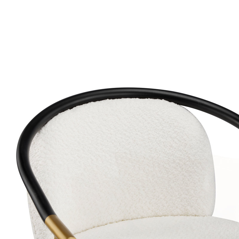Tabouret de comptoir rembourré avec structure en métal, Blanc