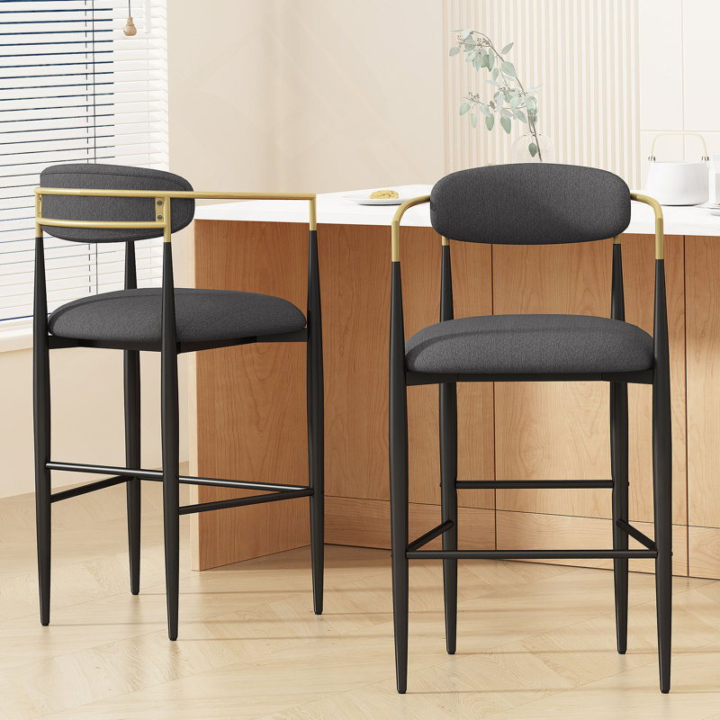 Tabouret de bar (ensemble de 2), Gris anthracite / tissu, 2